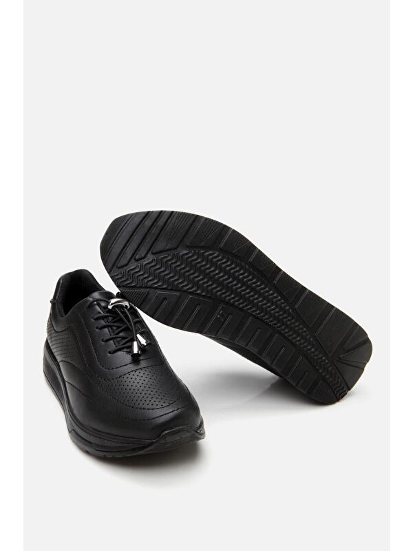 Kadın Siyah Kalın Tabanlı Spor Ayakkabı - Görsel 7