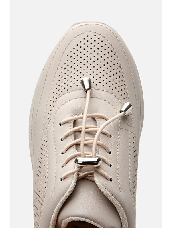 Kadın Bej Kalın Tabanlı Spor Ayakkabı - Görsel 5