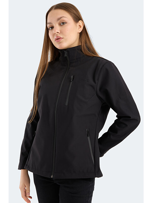 SLAZENGER HIP STYLE Kadın Dik Yaka Fermuarlı Siyah Mont & Kaban