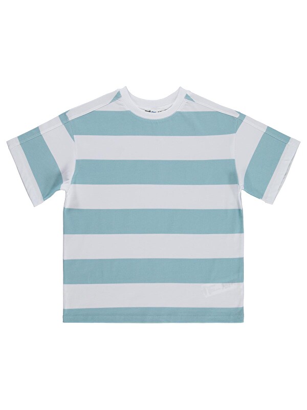 Civil Boys Basic Çizgili 6-9 Yaş Tişört - Mavi