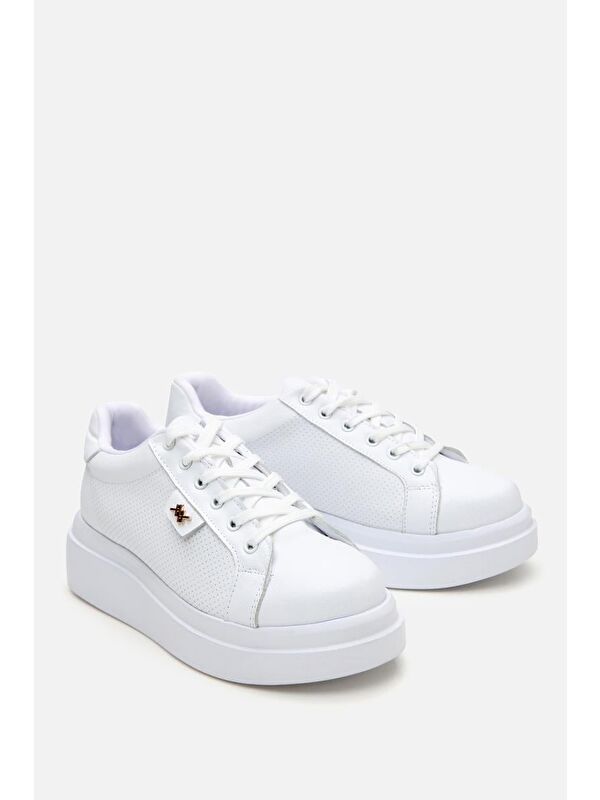 Kadın Beyaz Kalın Tabanlı Spor Ayakkabı - Görsel 3