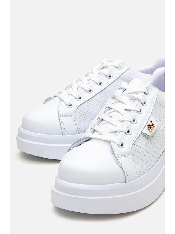 Kadın Beyaz Kalın Tabanlı Spor Ayakkabı - Görsel 4