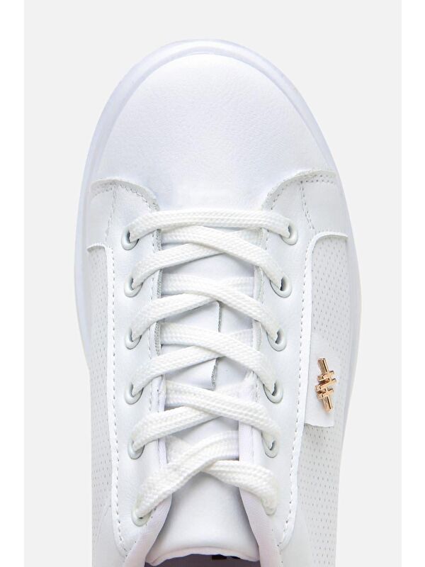 Kadın Beyaz Kalın Tabanlı Spor Ayakkabı - Görsel 6