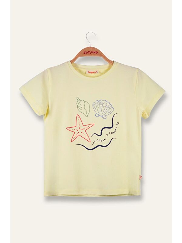 ZEYLAND Kız Çocuk Hawaı Baskılı T-Shirt - Sarı
