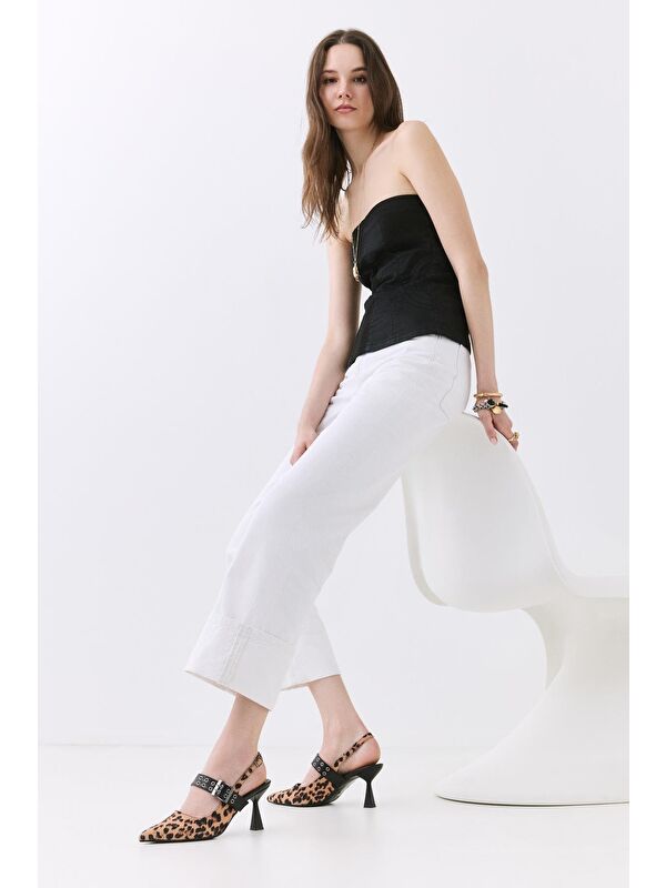 Kadın Taba Leopar Desenli Kemerli Stiletto - Görsel 3