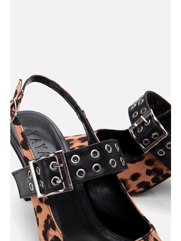 Kadın Taba Leopar Desenli Kemerli Stiletto - Görsel 8