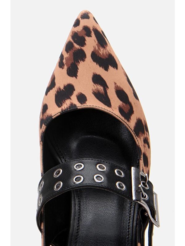 Kadın Taba Leopar Desenli Kemerli Stiletto - Görsel 9