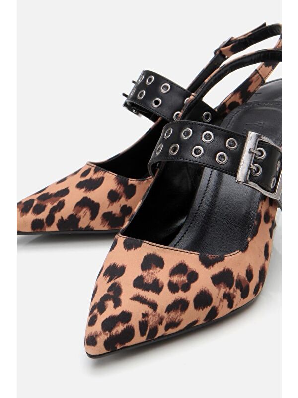 Kadın Taba Leopar Desenli Kemerli Stiletto - Görsel 10