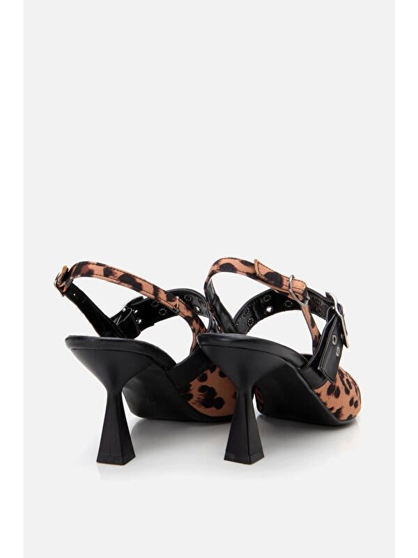 Kadın Taba Leopar Desenli Kemerli Stiletto - Görsel 11