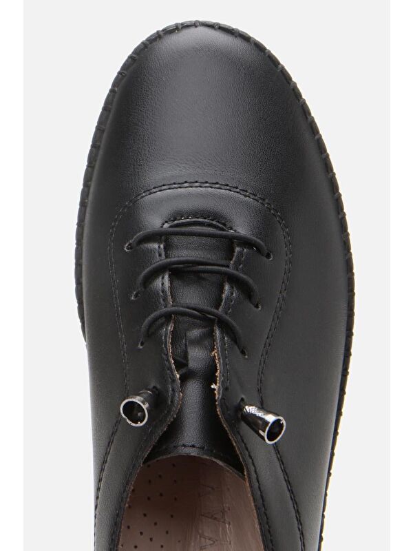 Kadın Siyah Esnek Tabanlı Comfort Düz Ayakkabı - Görsel 6