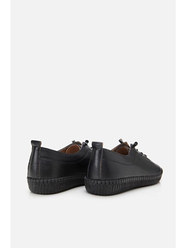 Kadın Siyah Esnek Tabanlı Comfort Düz Ayakkabı - Görsel 9