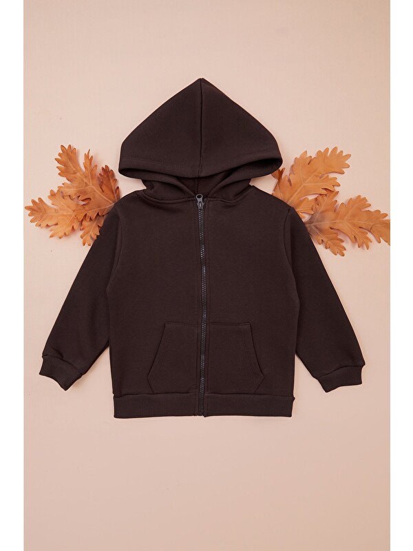 Fullamoda Kapüşonlu Fermuarlı Unisex Çocuk Sweatshirt