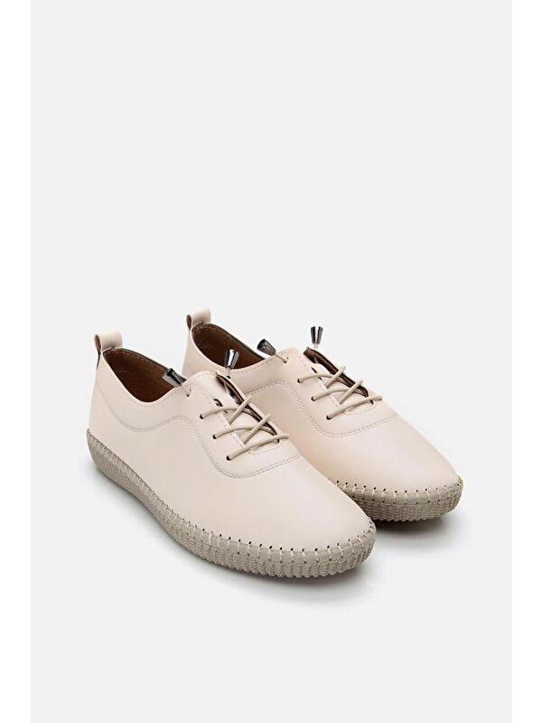 Kadın Bej Esnek Tabanlı Comfort Düz Ayakkabı - Görsel 3