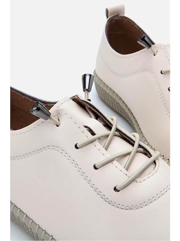 Kadın Bej Esnek Tabanlı Comfort Düz Ayakkabı - Görsel 6