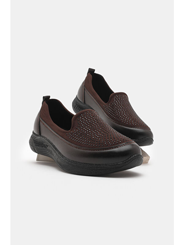 Kadın Kahve Rahat Kalıp Anne Ayakkabı - Görsel 4