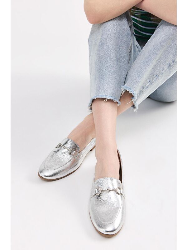 Kadın Lame Tokalı Klasik Loafer - Görsel 3
