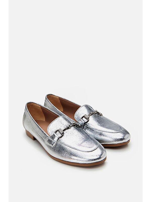 Kadın Lame Tokalı Klasik Loafer - Görsel 6