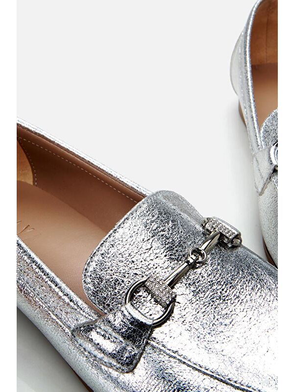 Kadın Lame Tokalı Klasik Loafer - Görsel 9