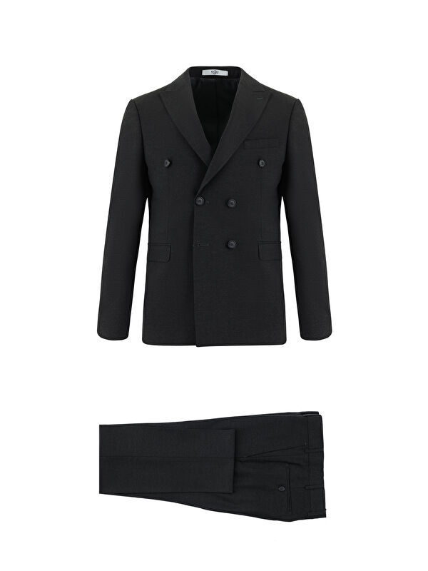 Kiğılı Slim Fit Dar Kesim Yünlü Kruvaze Takım Elbise