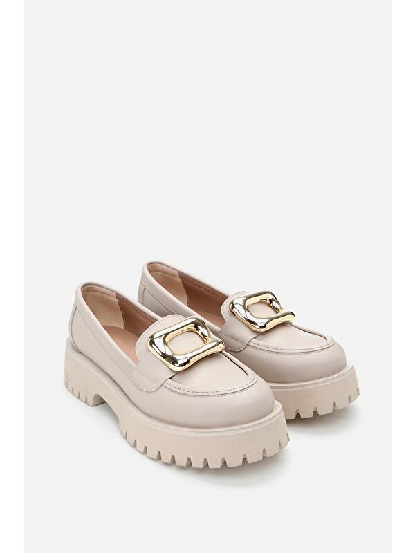 Kadın Bej Tokalı Günlük Loafer - Görsel 3