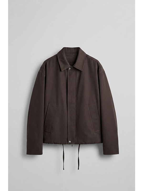 Abluka Online Erkek Kore Oversize Casual Bomber Ceket Kahverengi