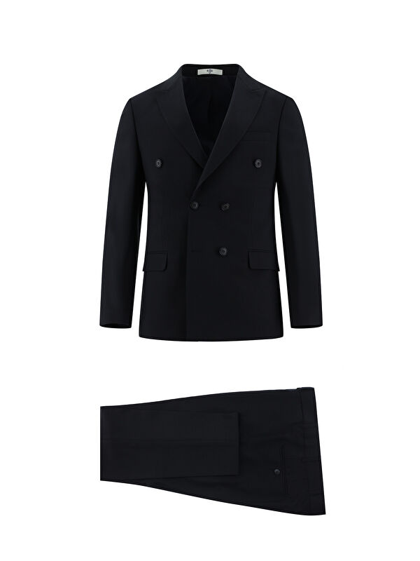 Kiğılı Super Slim Fit Ekstra Dar Kesim Yünlü Kruvaze Takım Elbise