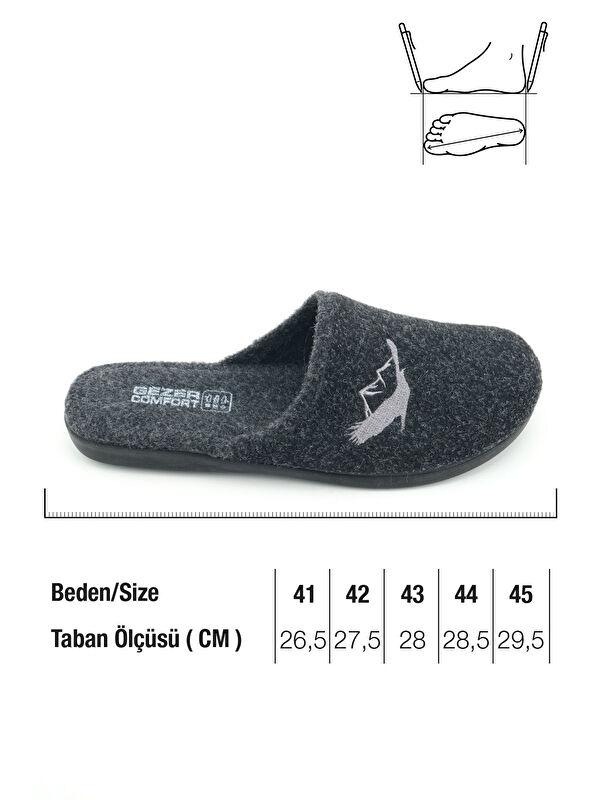 Erkek Kışlık Keçe Çıkarılabilir Cırt Cırtlı İç Taban Rahat Ev Bahçe Terlik - Görsel 3
