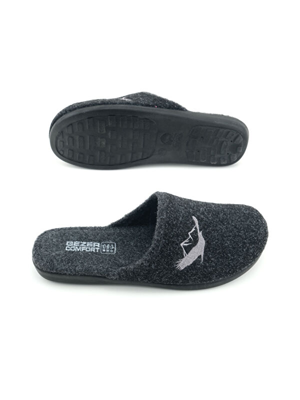 Erkek Kışlık Keçe Çıkarılabilir Cırt Cırtlı İç Taban Rahat Ev Bahçe Terlik - Görsel 6