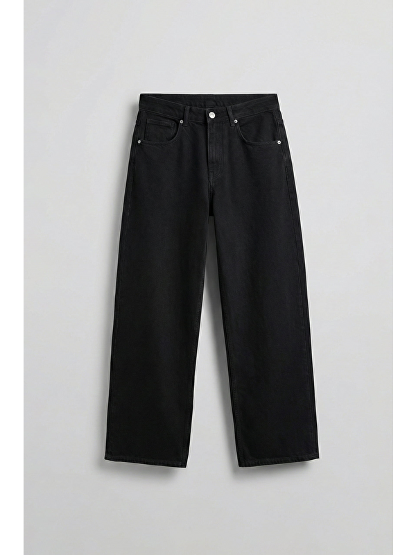 Abluka Online Erkek Süper Baggy Fit Basic Jean Pantolon Siyah