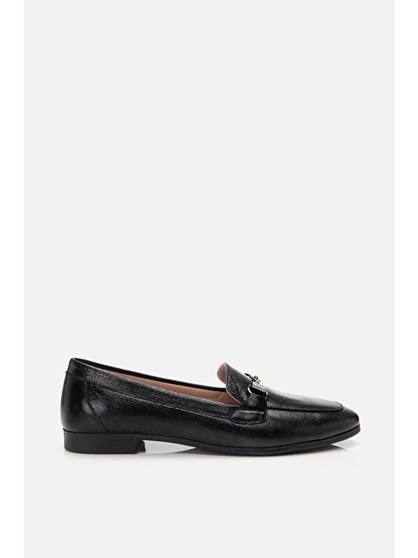Kadın Siyah Tokalı Klasik Loafer - Görsel 4