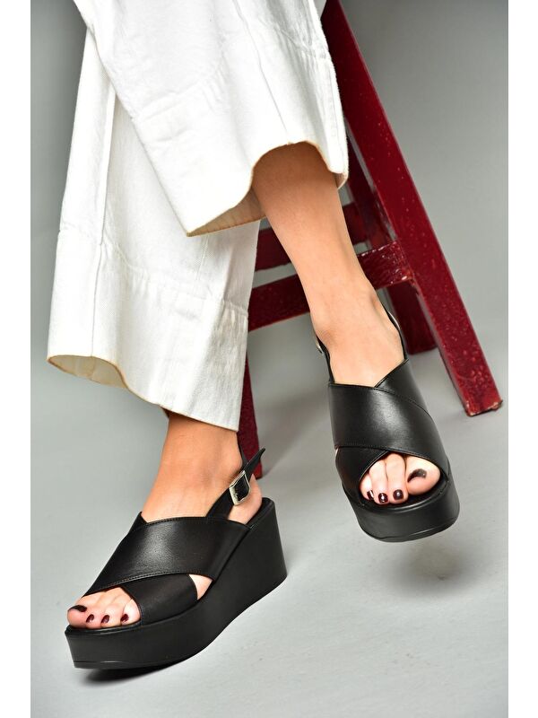 P5553275 Siyah Kadın Dolgu Topuklu Ayakkabı - Görsel 7