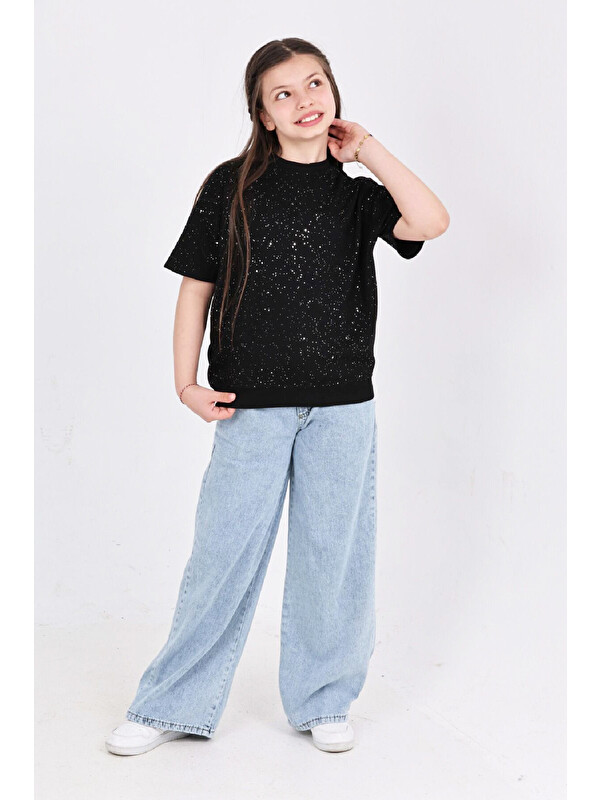 Modanino Kız Çocuk 2'li Jean Takım (Pantolon+Bluz) 7-12 Yaş 12666