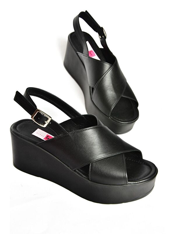 P5553275 Siyah Kadın Dolgu Topuklu Ayakkabı - Görsel 4