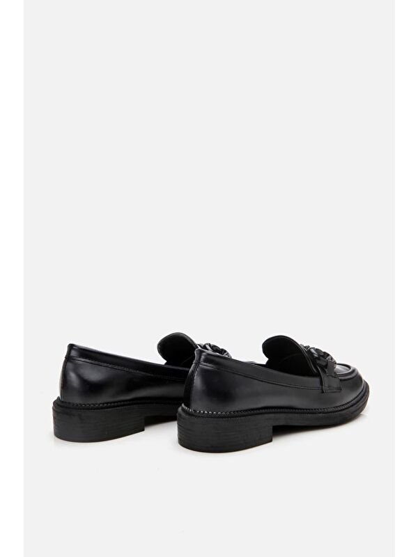 Kadın Siyah Tokalı Klasik Loafer - Görsel 10
