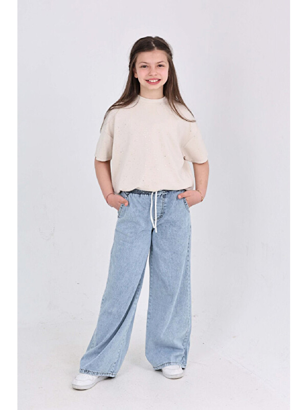 Modanino Kız Çocuk 2'li Jean Takım (Pantolon+Bluz) 7-12 Yaş 12666
