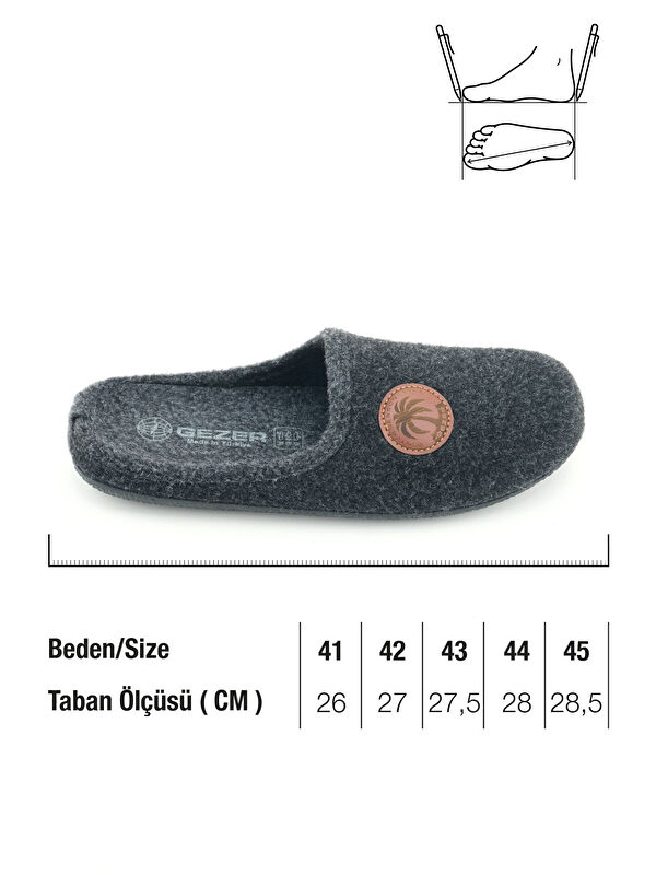 Erkek Kışlık Keçe Çıkarılabilir İç Taban Rahat Ev Bahçe Gondol Terlik - Görsel 3