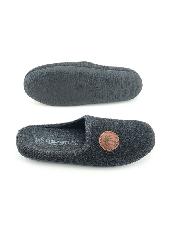 Erkek Kışlık Keçe Çıkarılabilir İç Taban Rahat Ev Bahçe Gondol Terlik - Görsel 6