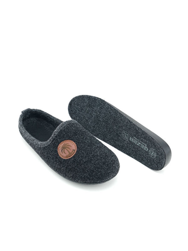 Erkek Kışlık Keçe Çıkarılabilir İç Taban Rahat Ev Bahçe Gondol Terlik - Görsel 7