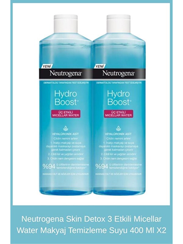 Neutrogena Skin Detox Micellar Water Makyaj Temizleme Suyu 400 Ml X2