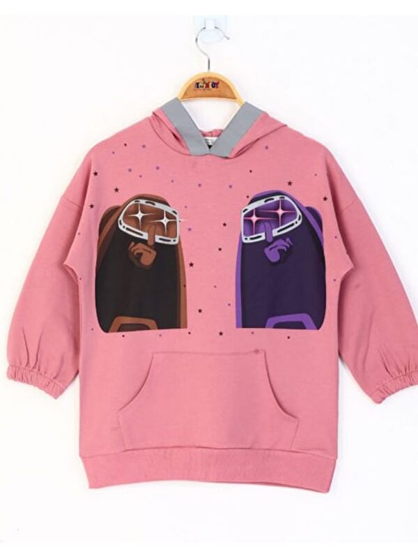 Toontoykids Kız Çocuk Robot Reflektörlü Baskılı Sweatshirt