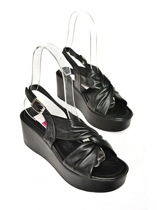 P5557508 Siyah Kadın Dolgu Topuklu Ayakkabı - Görsel 7