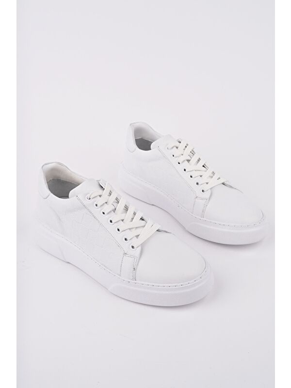 MORTA Kalın Taban Bağcıklı Hakiki Deri Erkek Günlük Sneaker Spor Ayakkabı - Görsel 4