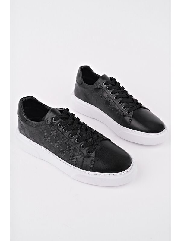 MORTA Kalın Taban Bağcıklı Hakiki Deri Erkek Günlük Sneaker Spor Ayakkabı - Görsel 3