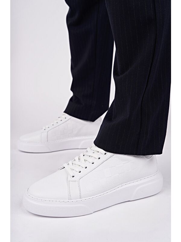 MORTA Kalın Taban Bağcıklı Hakiki Deri Erkek Günlük Sneaker Spor Ayakkabı - Görsel 6