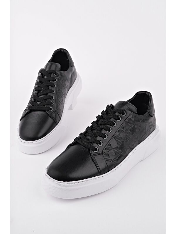 MORTA Kalın Taban Bağcıklı Hakiki Deri Erkek Günlük Sneaker Spor Ayakkabı - Görsel 4