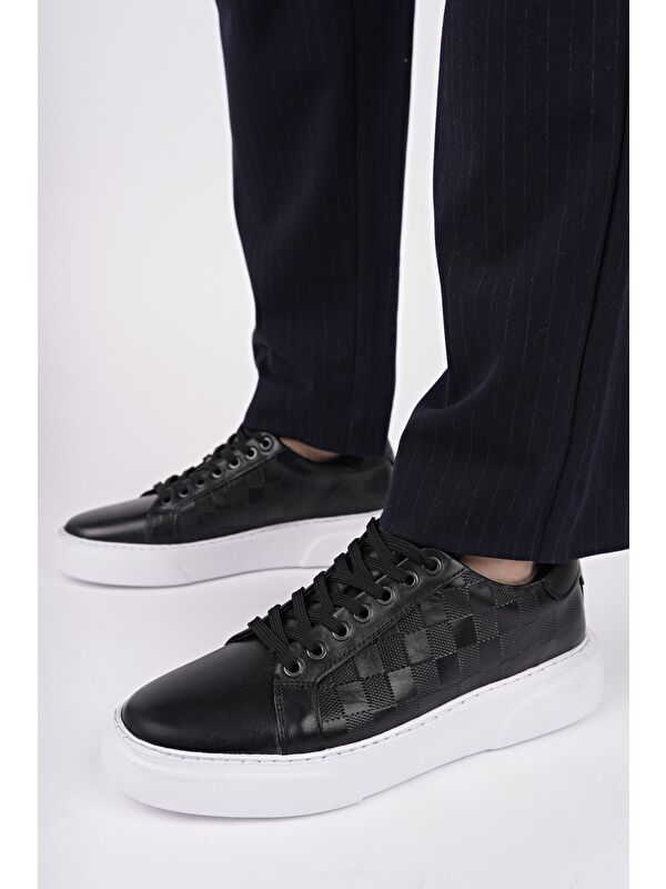 MORTA Kalın Taban Bağcıklı Hakiki Deri Erkek Günlük Sneaker Spor Ayakkabı - Görsel 7