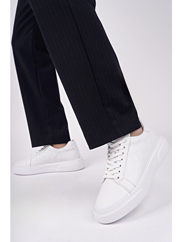 MORTA Kalın Taban Bağcıklı Hakiki Deri Erkek Günlük Sneaker Spor Ayakkabı - Görsel 7