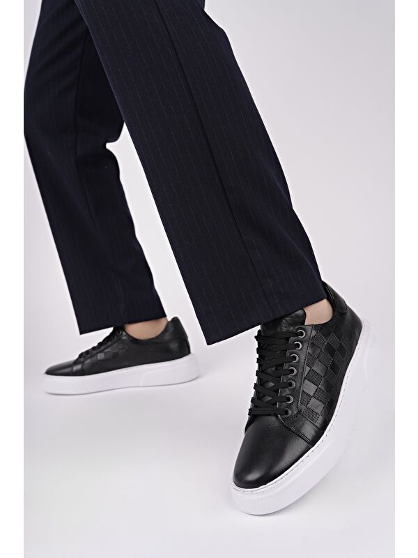 MORTA Kalın Taban Bağcıklı Hakiki Deri Erkek Günlük Sneaker Spor Ayakkabı - Görsel 8