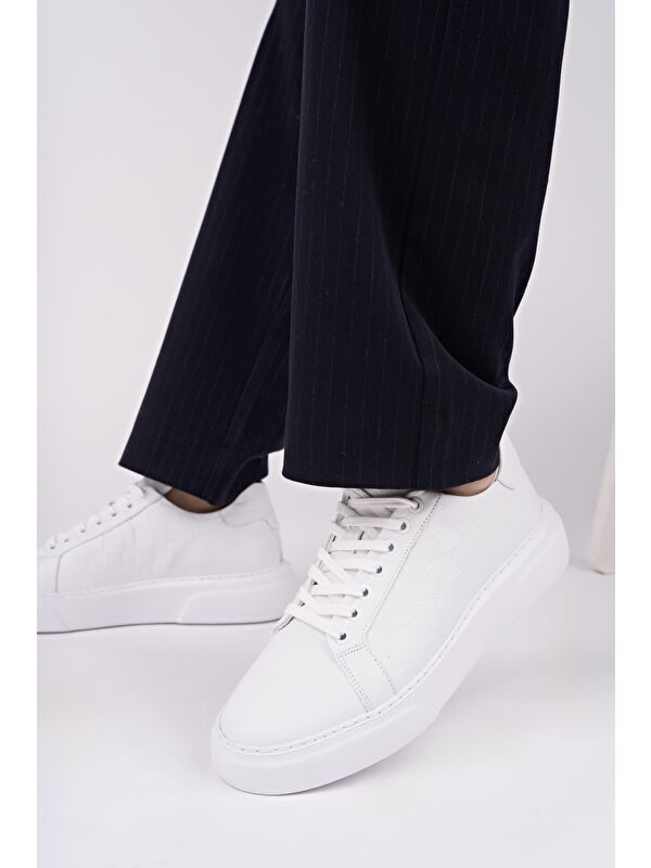 MORTA Kalın Taban Bağcıklı Hakiki Deri Erkek Günlük Sneaker Spor Ayakkabı - Görsel 8