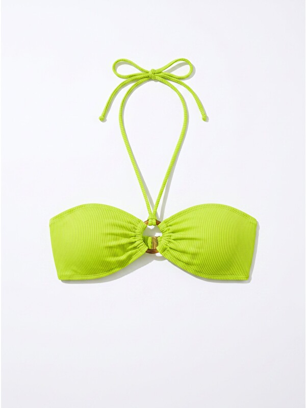 LOYA Yeşil Reps Boyundan Bağlamalı Tek Üst Bikini